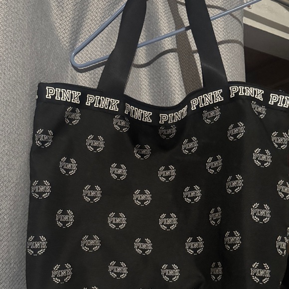 PINK Victoria's Secret Black Tote with Logo Pattern - Picture 4 of 4
